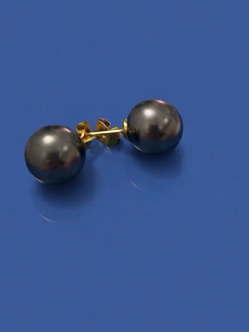Gold-Backed 12mm Tahitian Black Pearl Stud Earrings